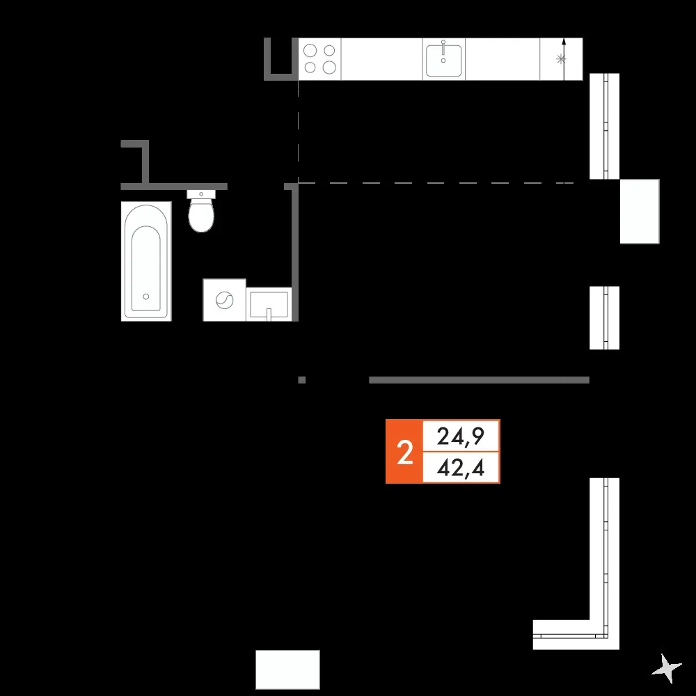 2-комнатная, 42,3 м² — 10 535 285 ₽