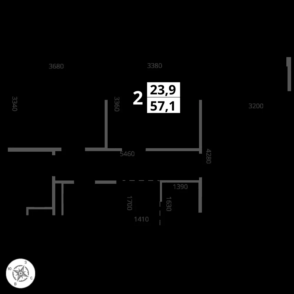 2-комнатная, 57,1 м² — 22 515 672 ₽