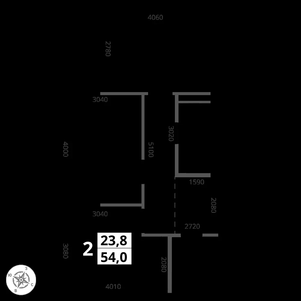 2-комнатная, 54 м² — 18 927 918 ₽