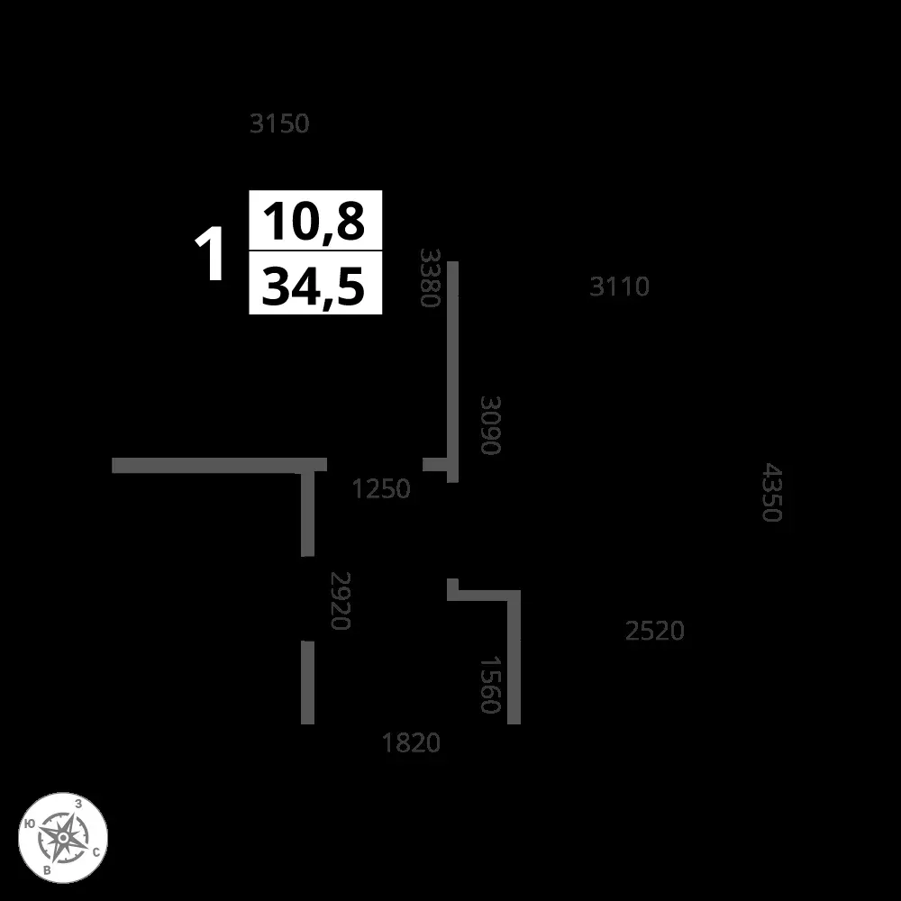 1-комнатная, 34,5 м² — 13 992 993 ₽