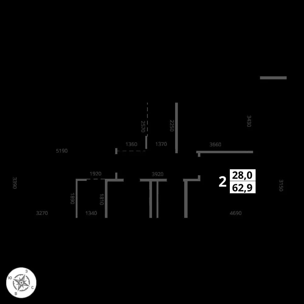 2-комнатная, 62,9 м² — 19 728 585 ₽