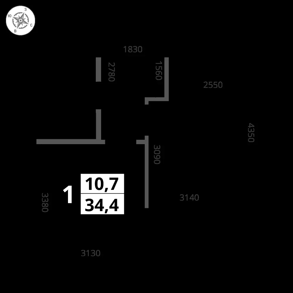 1-комнатная, 34,4 м² — 14 146 966 ₽