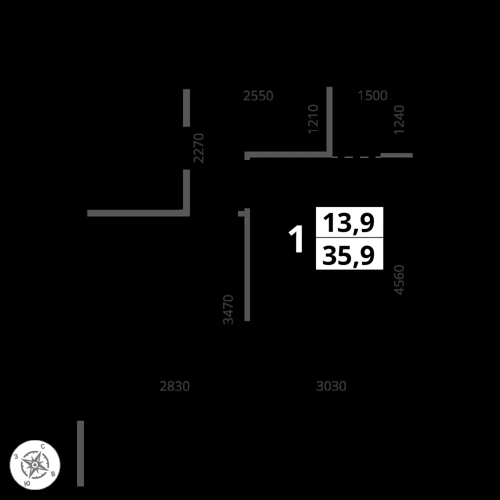 1-комнатная, 35,9 м² — 14 430 508 ₽