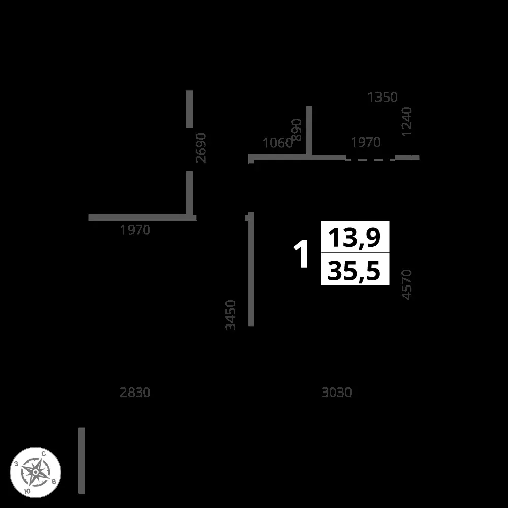 1-комнатная, 35,5 м² — 14 543 747 ₽