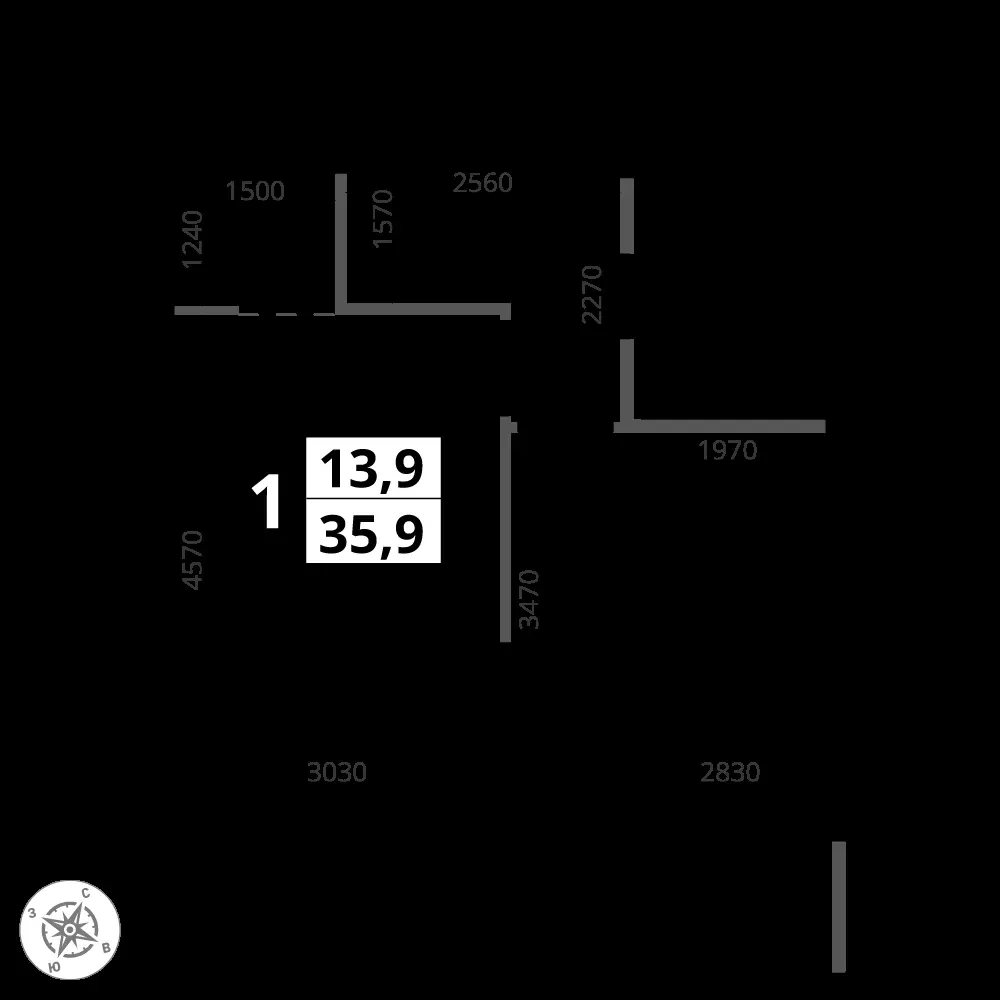 1-комнатная, 35,9 м² — 14 957 484 ₽