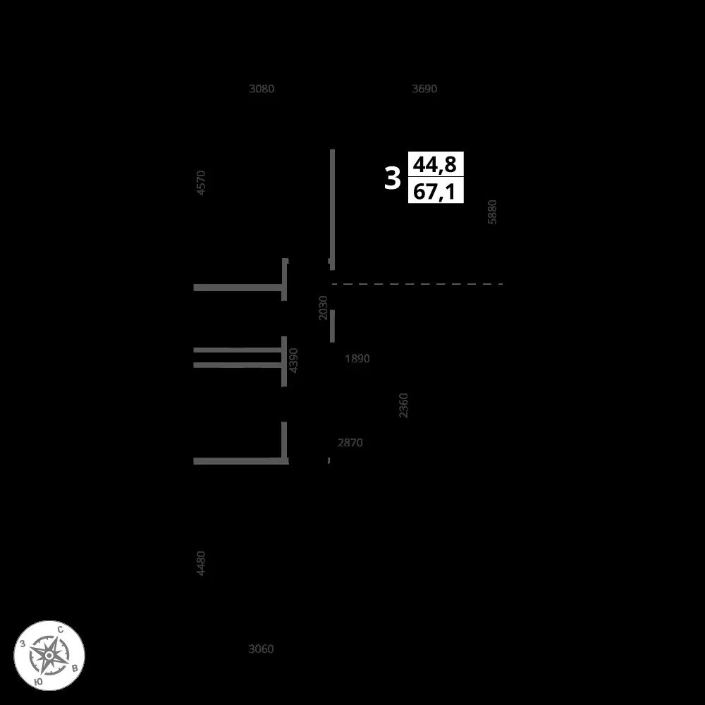 3-комнатная, 67,1 м² — 22 934 512 ₽