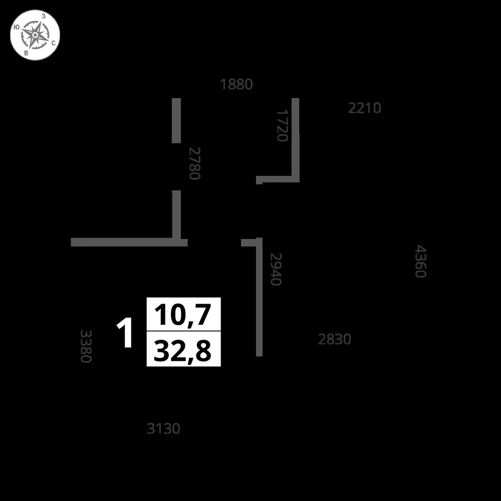 1-комнатная, 32,8 м² — 14 426 424 ₽