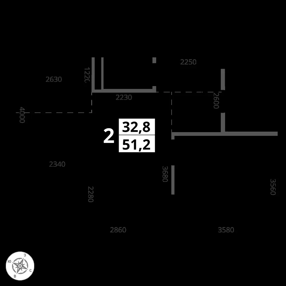 2-комнатная, 51,2 м² — 17 441 741 ₽