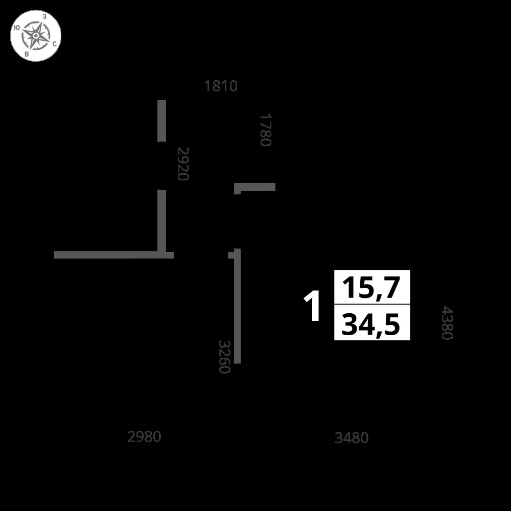 1-комнатная, 34,5 м² — 14 469 300 ₽