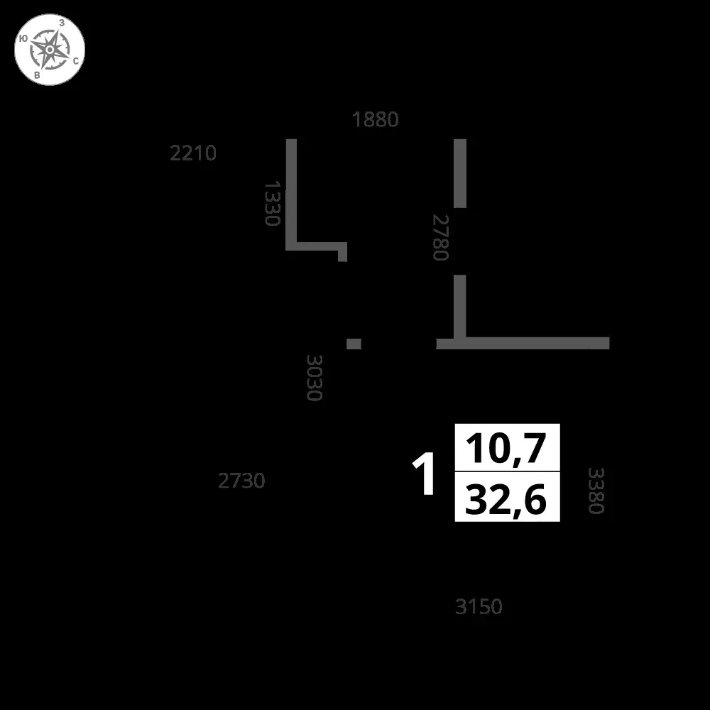 1-комнатная, 32,6 м² — 14 499 828 ₽