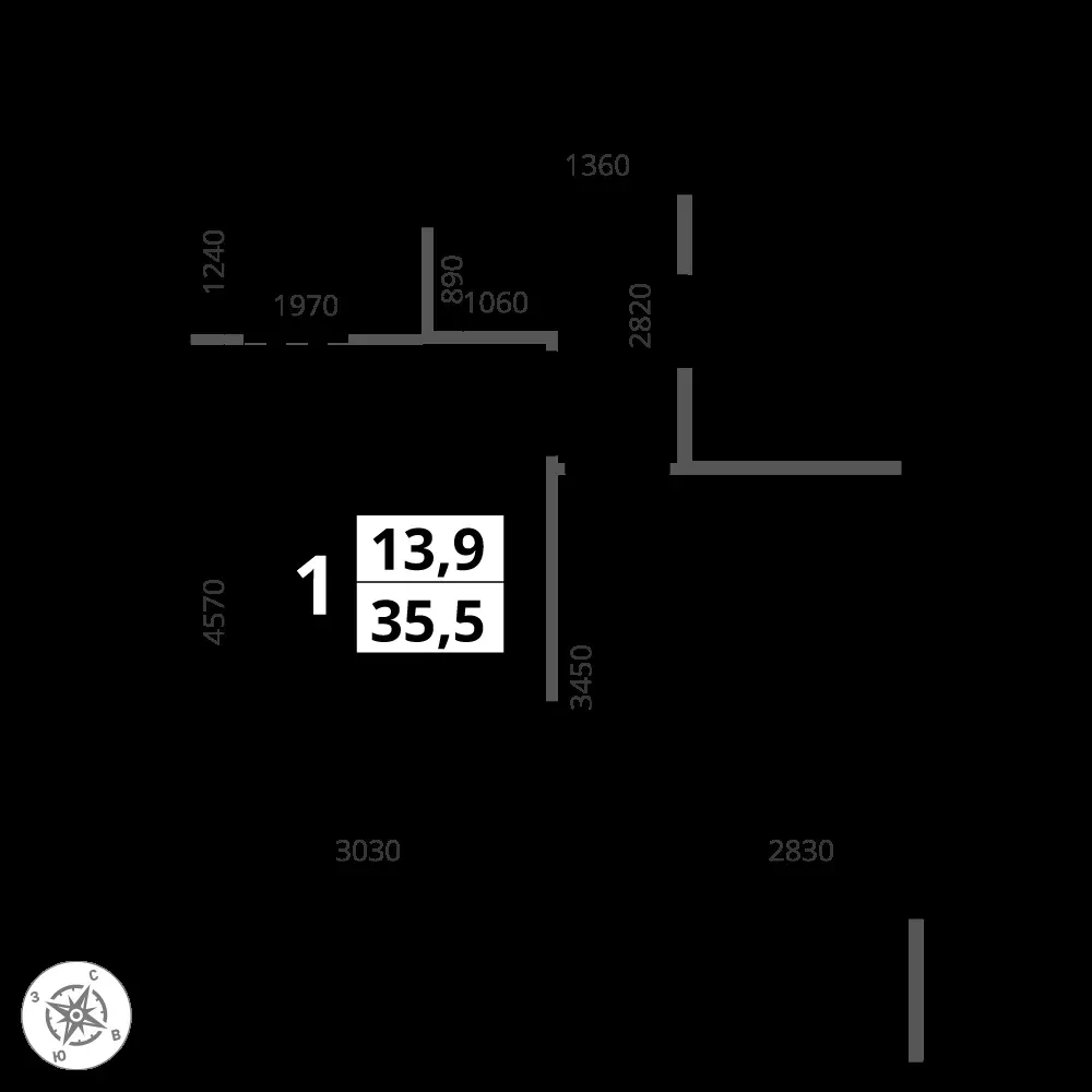 1-комнатная, 35,5 м² — 14 420 207 ₽