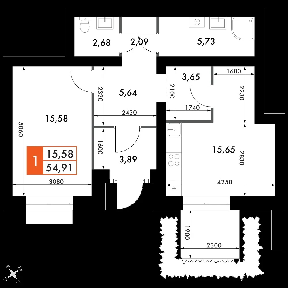 1-комнатная, 55,1 м² — 8 187 308 ₽