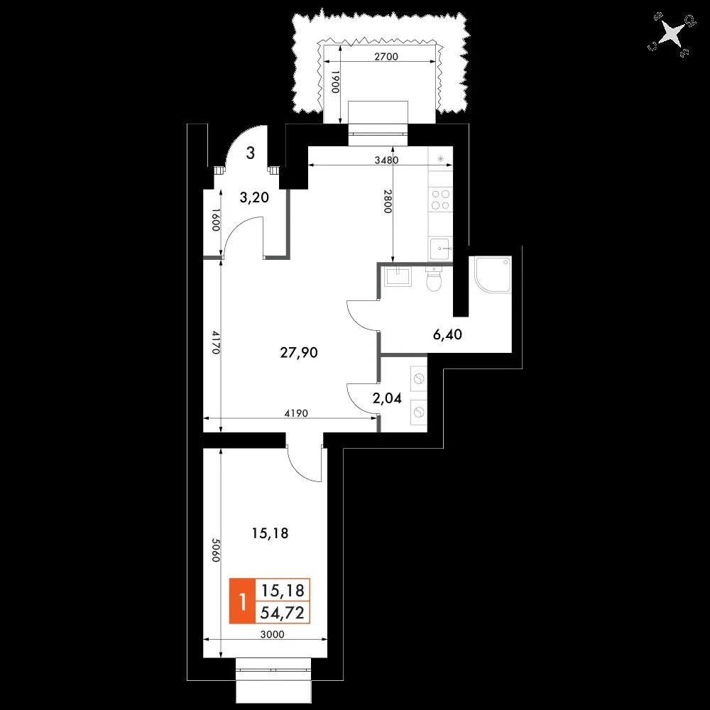 2-комнатная, 54,8 м² — 8 172 268 ₽