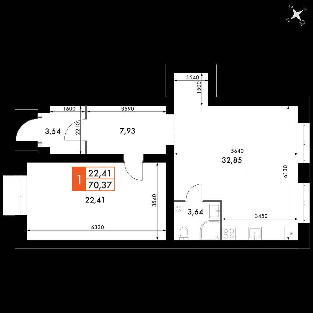 2-комнатная, 69,9 м² — 9 416 926 ₽