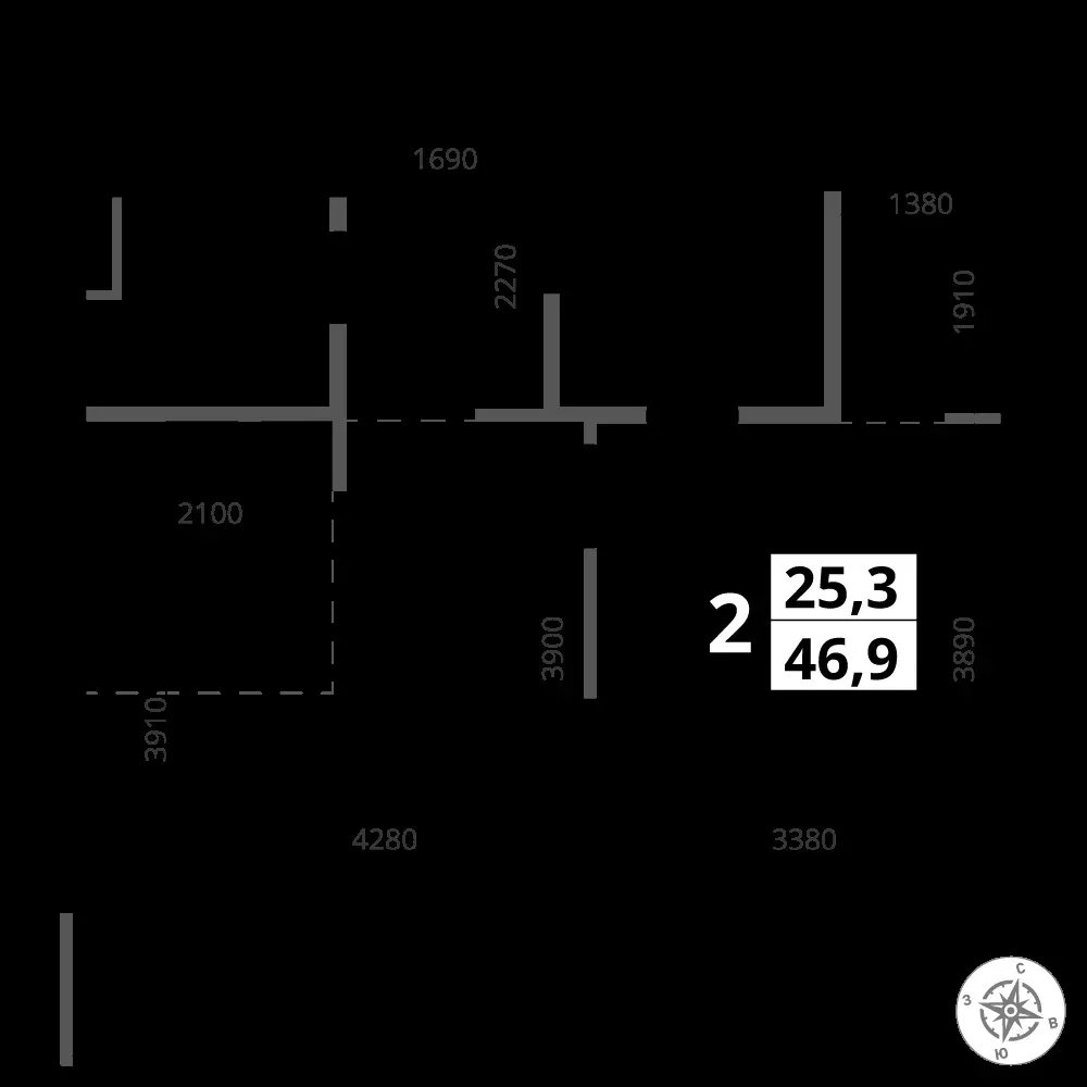2-комнатная, 46,9 м² — 17 502 658 ₽