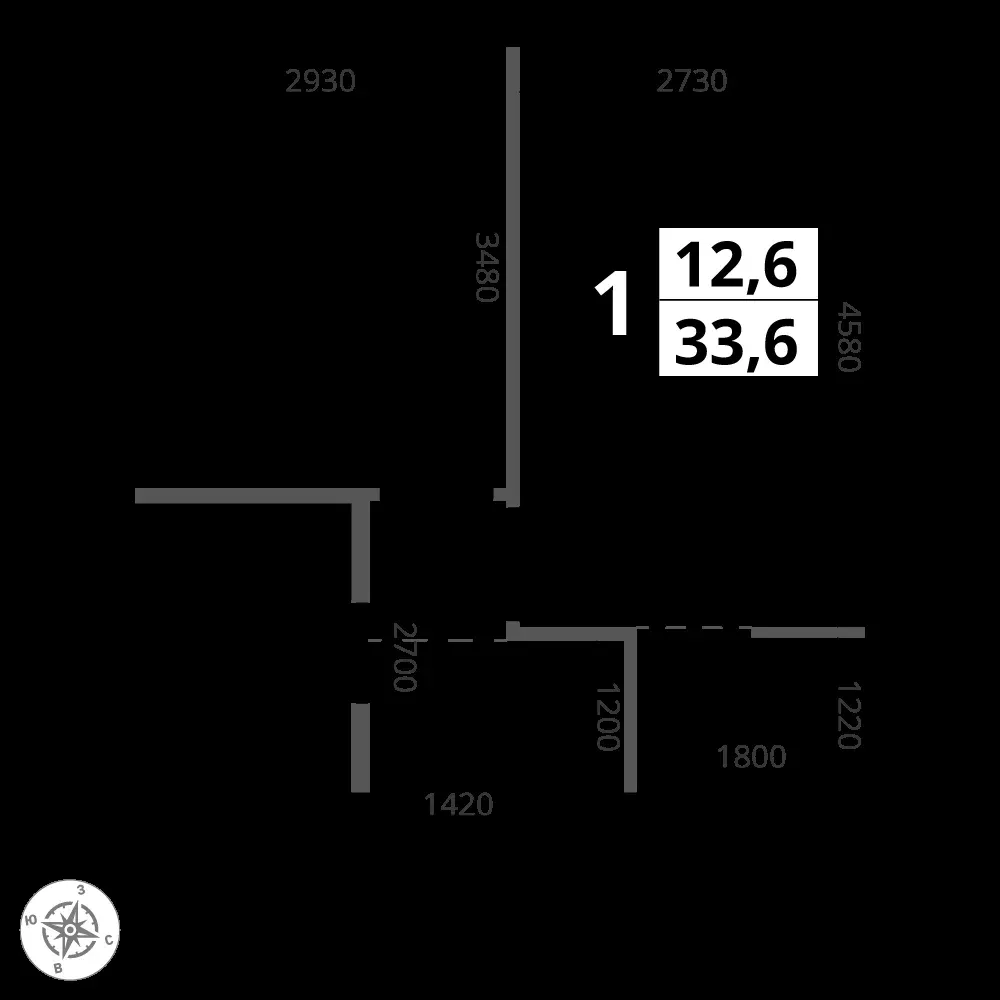 1-комнатная, 33,6 м² — 13 899 379 ₽