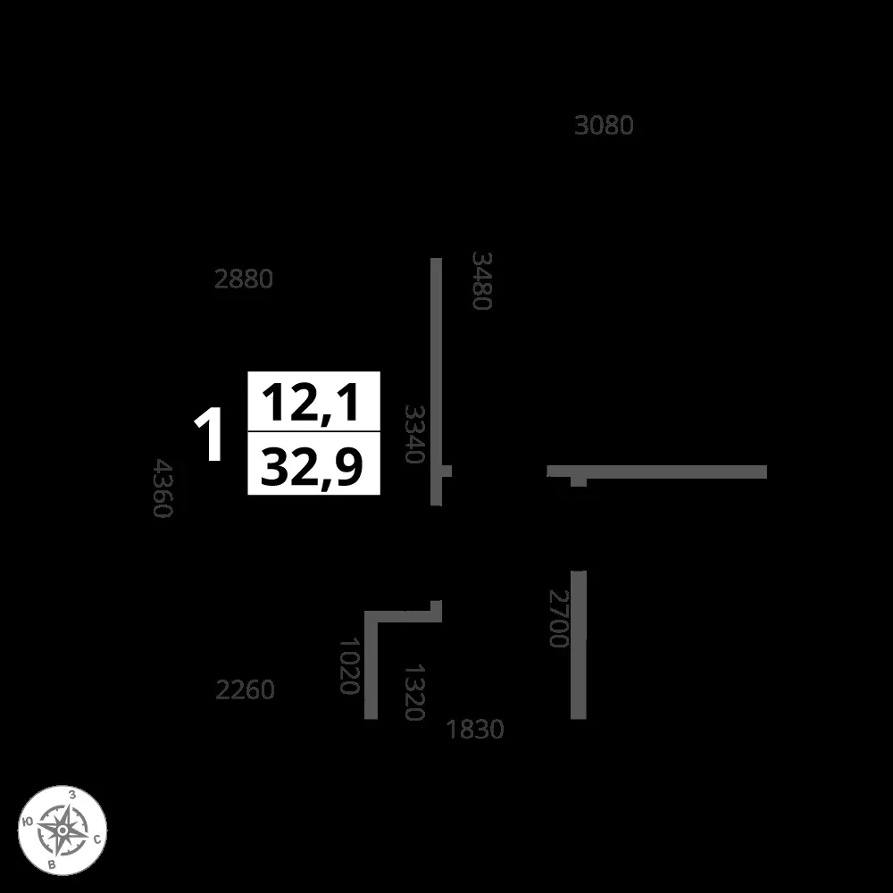 1-комнатная, 32,9 м² — 14 734 199 ₽