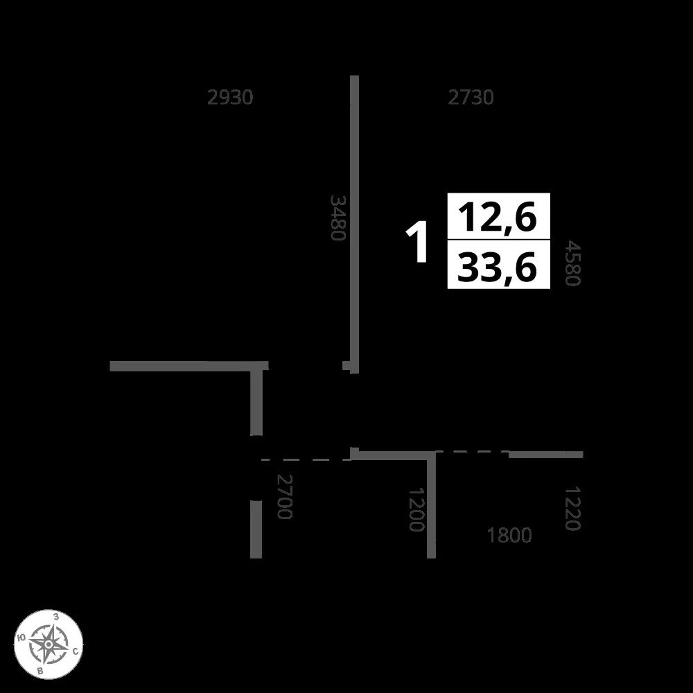 1-комнатная, 33,6 м² — 14 004 043 ₽