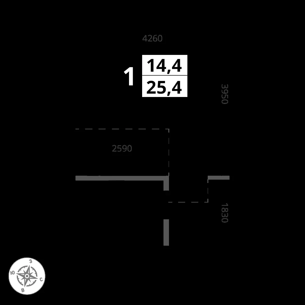 Студия, 25,4 м² — 12 287 250 ₽