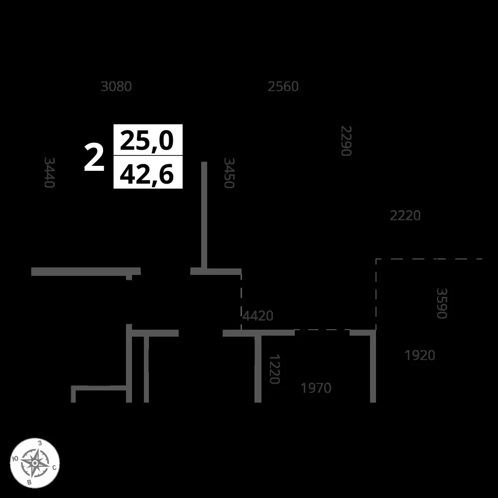 2-комнатная, 42,6 м² — 17 703 452 ₽