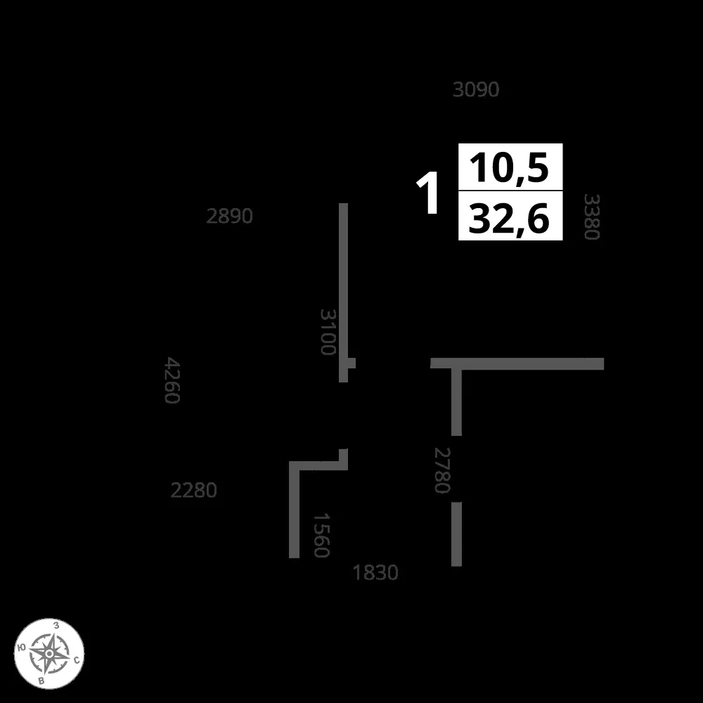 1-комнатная, 32,6 м² — 13 862 922 ₽