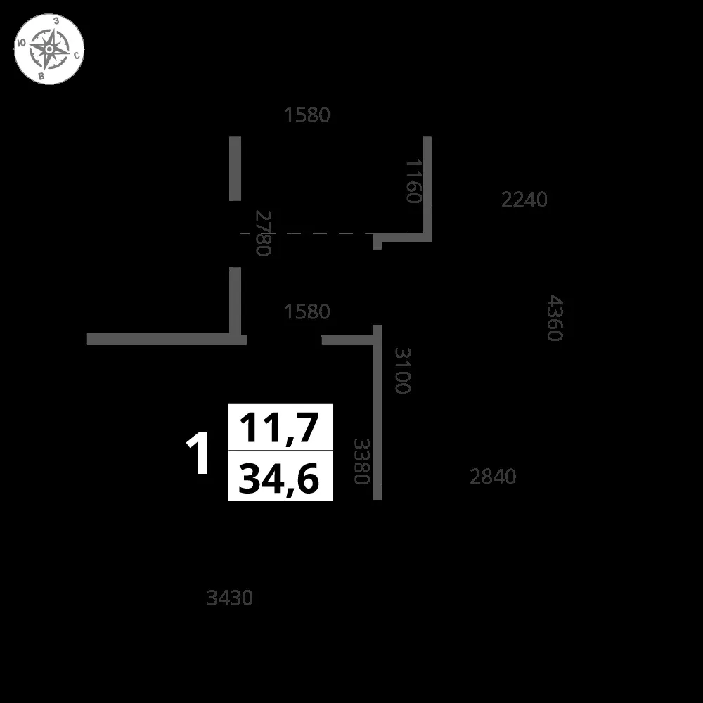 1-комнатная, 34,6 м² — 14 886 581 ₽