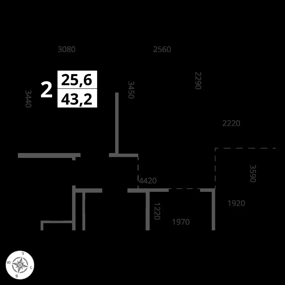 2-комнатная, 43,2 м² — 18 176 141 ₽