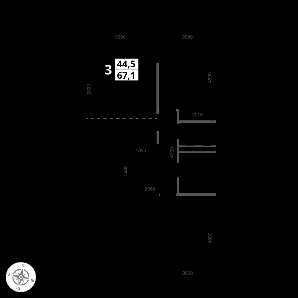 3-комнатная, 67,1 м² — 23 313 761 ₽