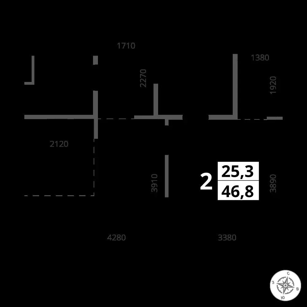 2-комнатная, 46,8 м² — 16 562 473 ₽