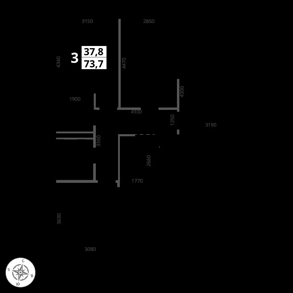 3-комнатная, 73,7 м² — 24 510 262 ₽