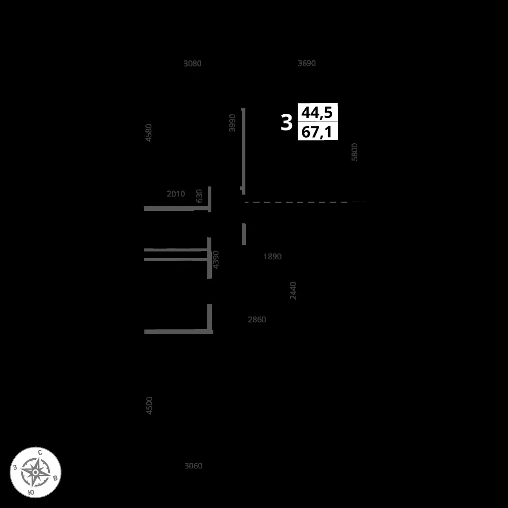 3-комнатная, 67,1 м² — 21 772 407 ₽