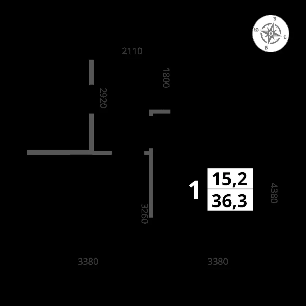1-комнатная, 36,3 м² — 14 350 769 ₽