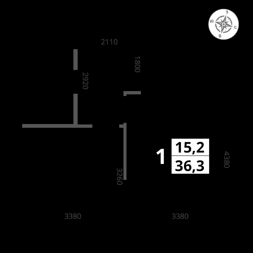 1-комнатная, 36,3 м² — 14 415 383 ₽