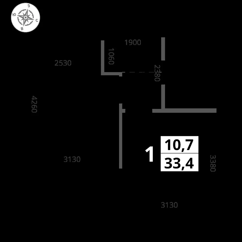 1-комнатная, 33,4 м² — 15 136 479 ₽