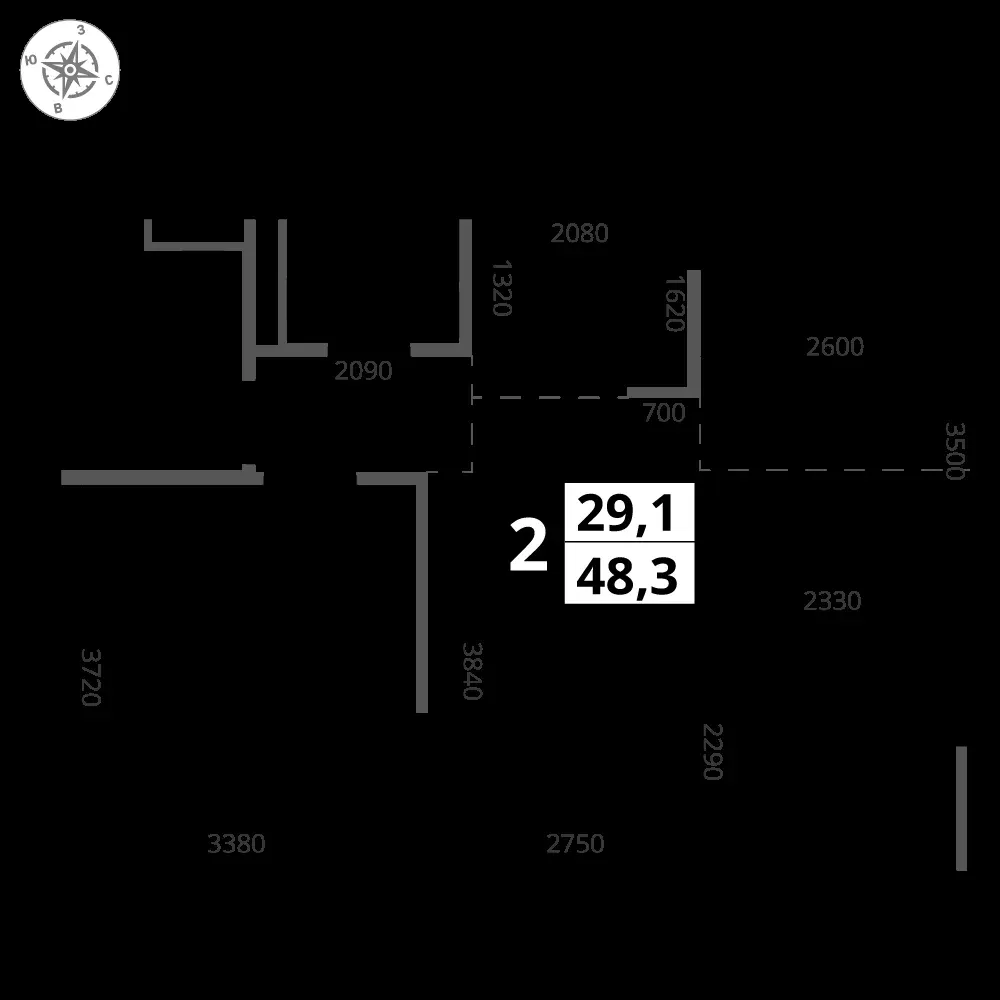 2-комнатная, 48,3 м² — 18 573 958 ₽