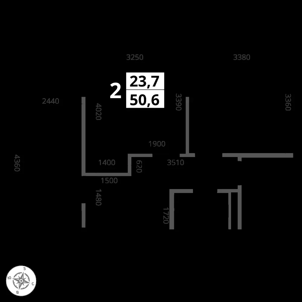 2-комнатная, 50,6 м² — 17 451 434 ₽