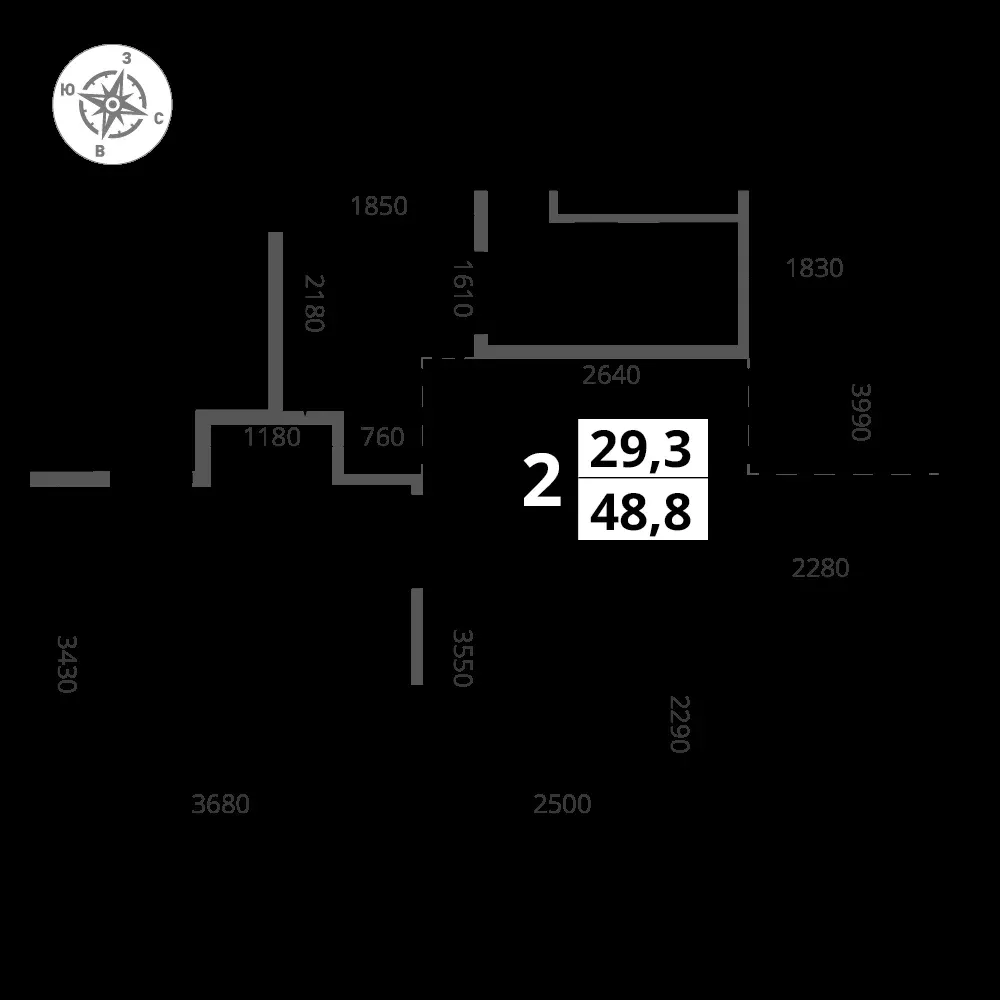2-комнатная, 48,8 м² — 18 812 107 ₽