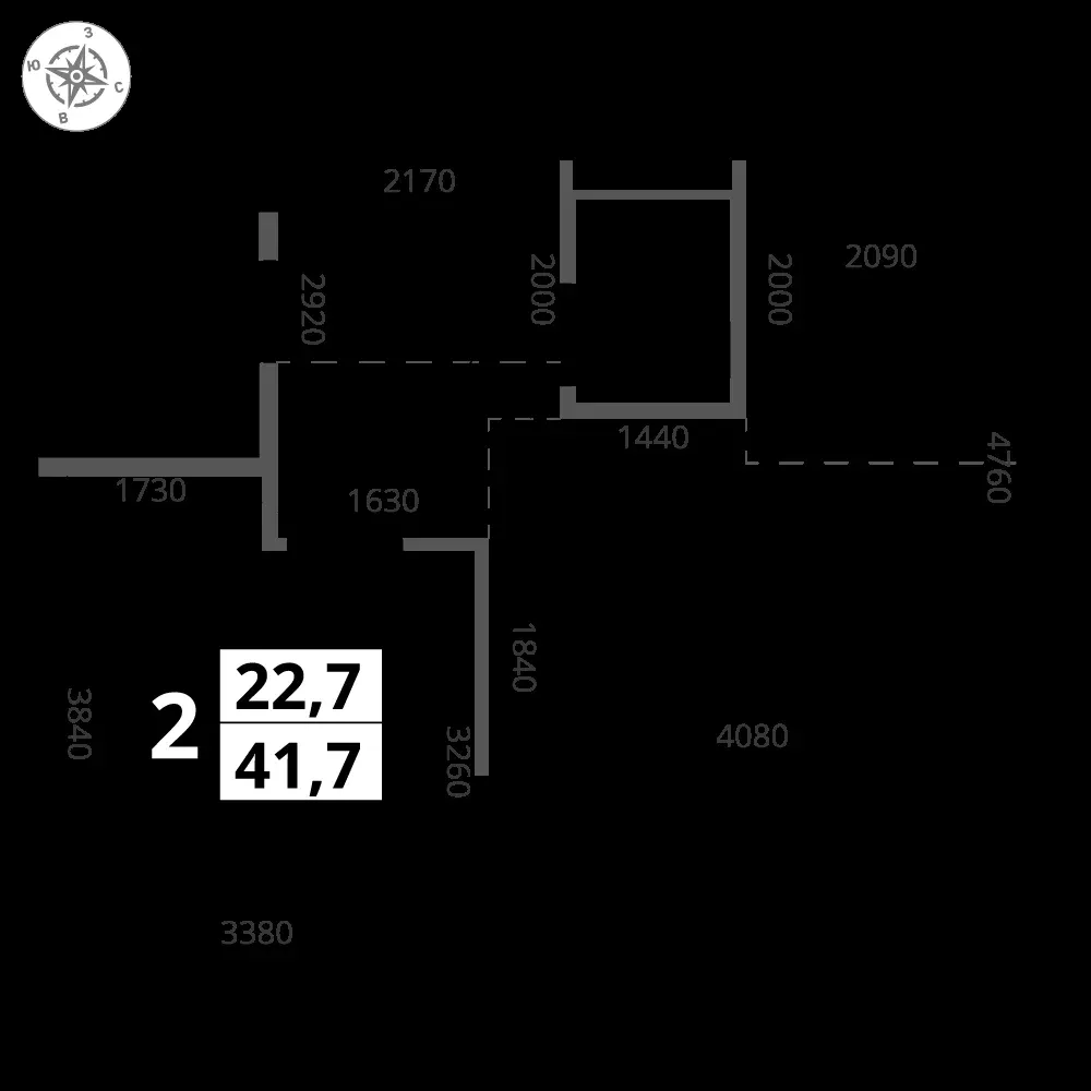 2-комнатная, 41,7 м² — 16 761 065 ₽