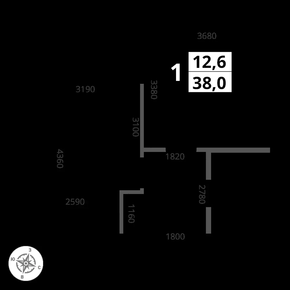1-комнатная, 38 м² — 15 476 032 ₽