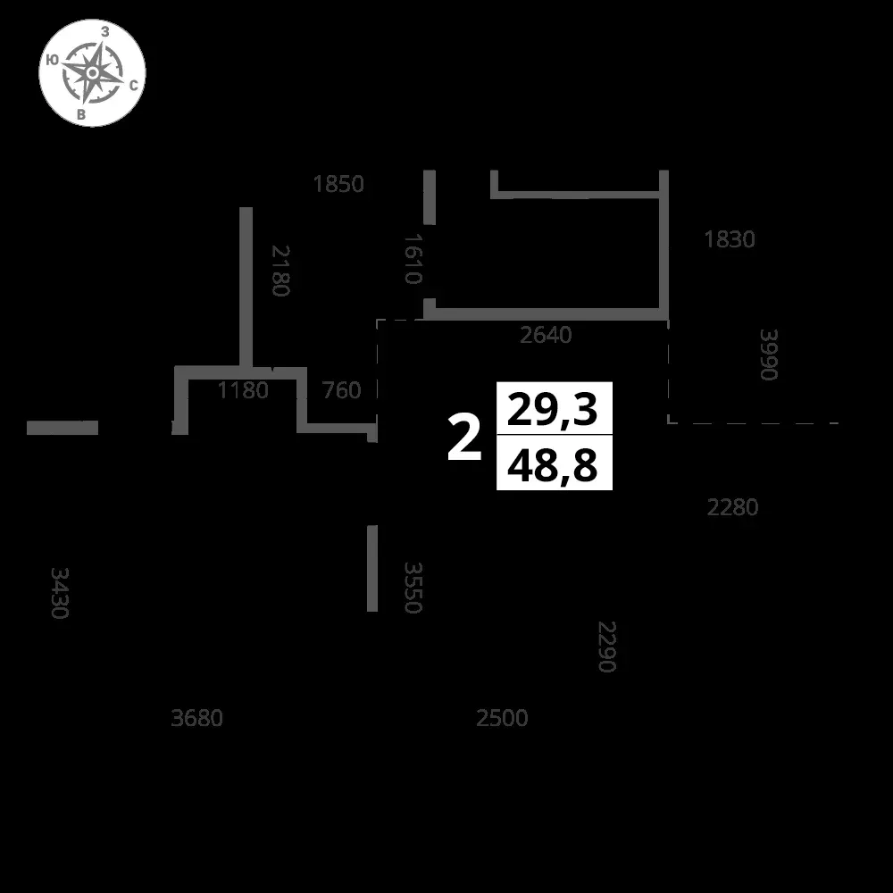 2-комнатная, 48,8 м² — 18 789 171 ₽
