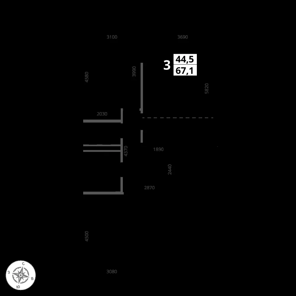 3-комнатная, 67,1 м² — 23 656 977 ₽