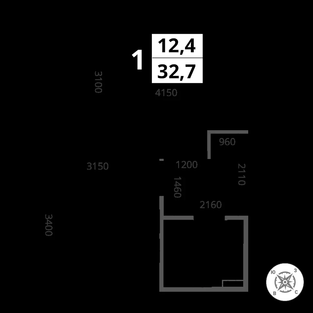1-комнатная, 32,7 м² — 12 944 295 ₽