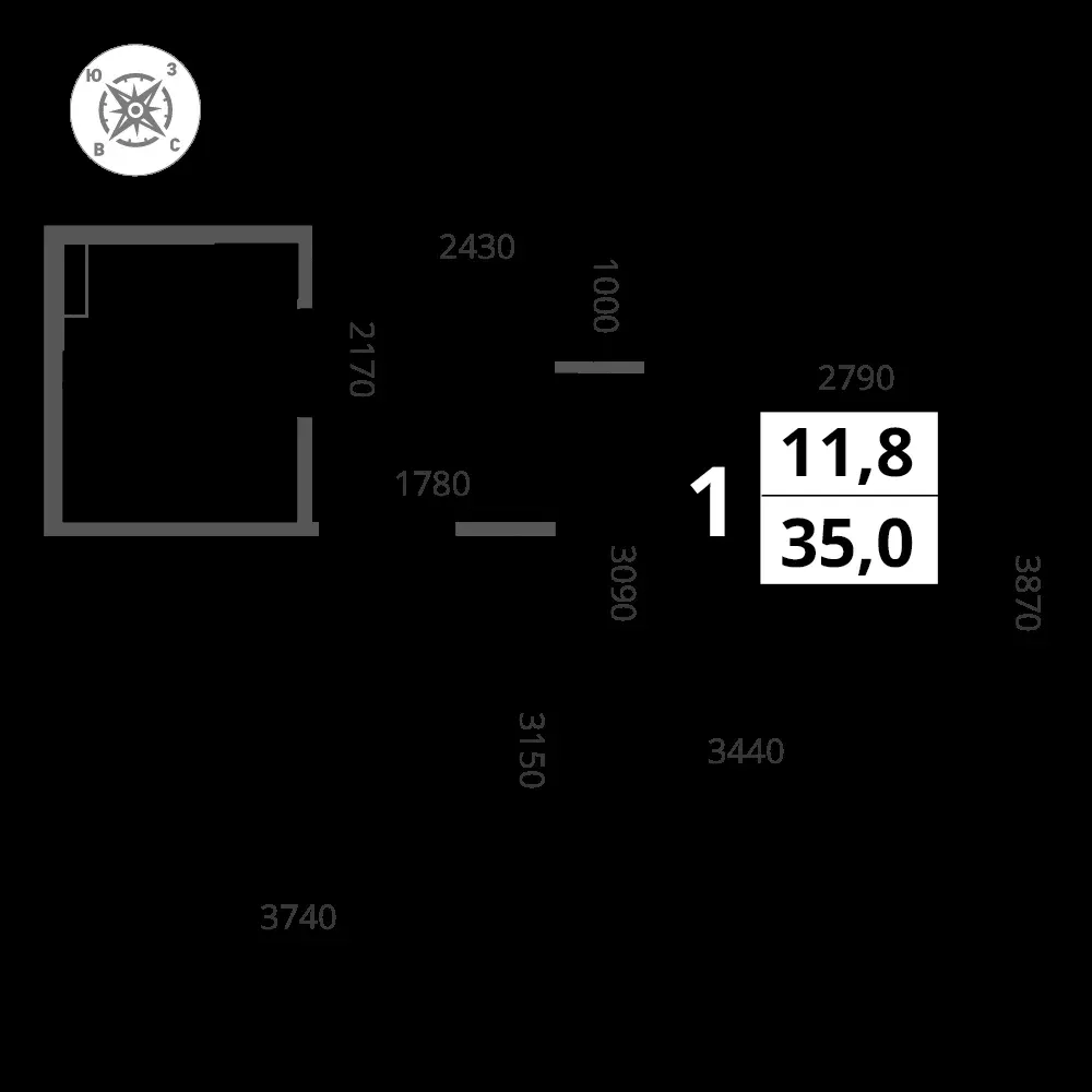 1-комнатная, 34,9 м² — 13 383 243 ₽