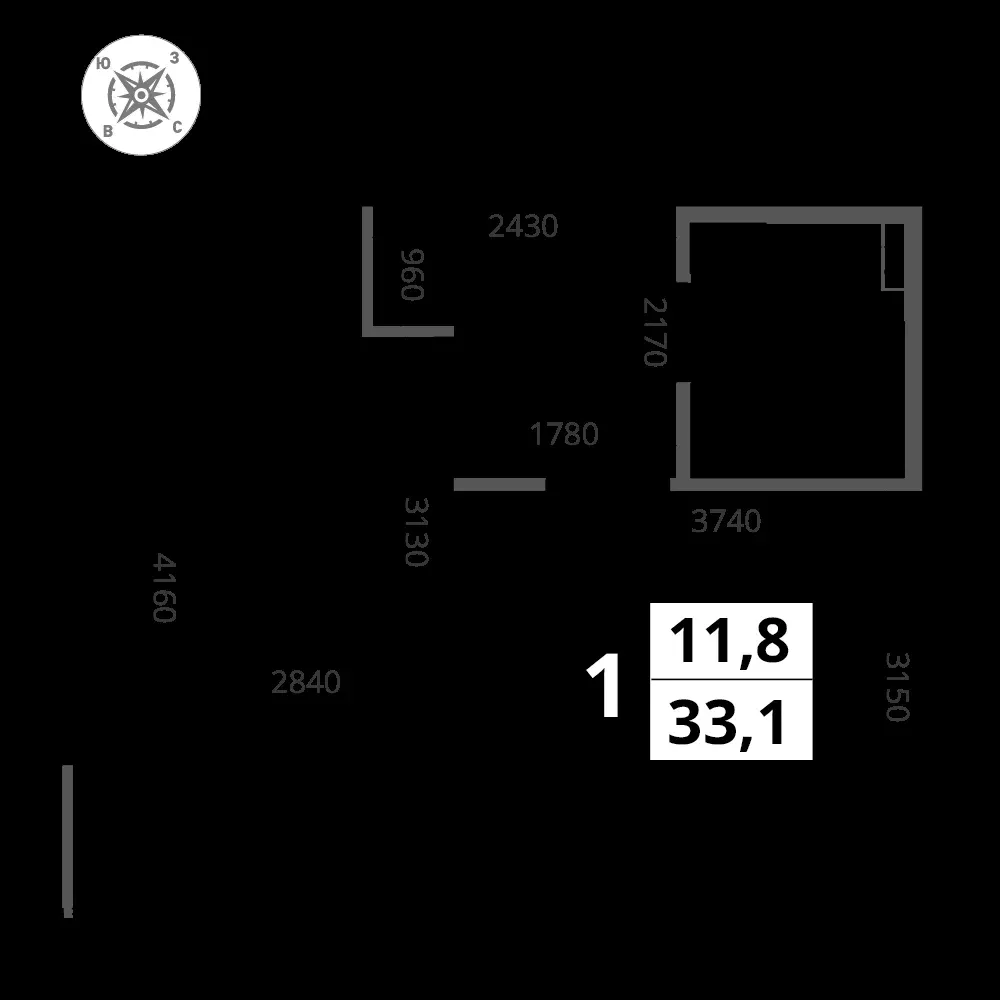 1-комнатная, 33,1 м² — 12 705 038 ₽