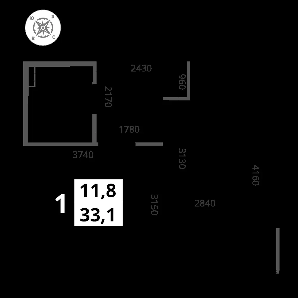 1-комнатная, 33,1 м² — 12 750 219 ₽