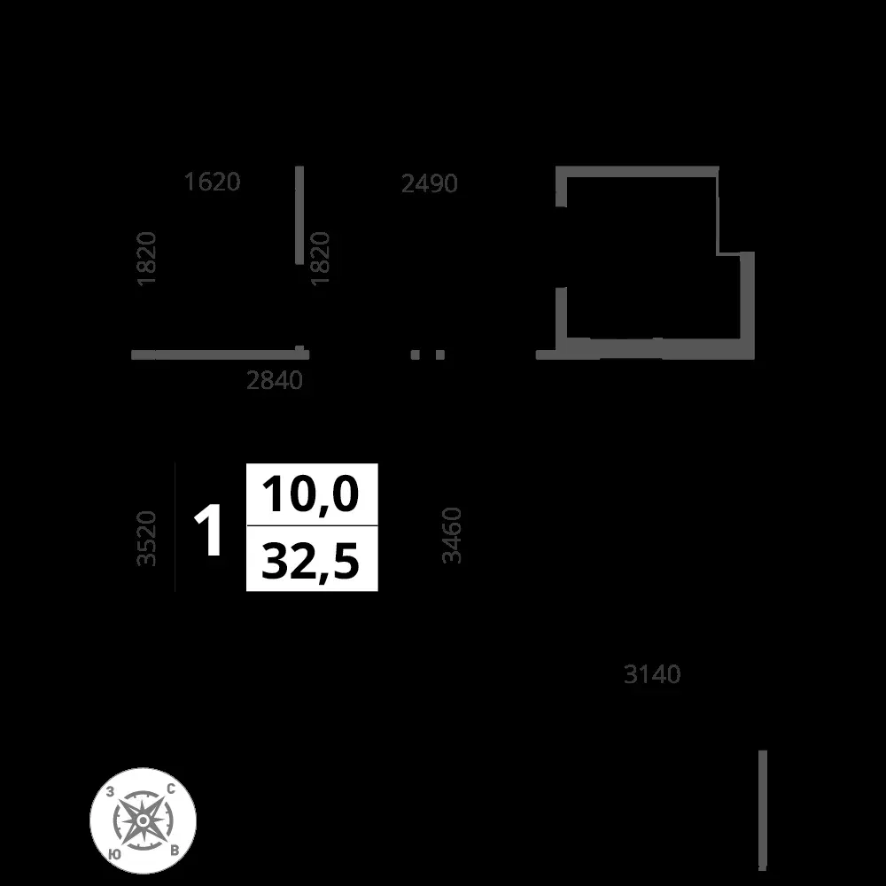 1-комнатная, 32,4 м² — 12 424 558 ₽