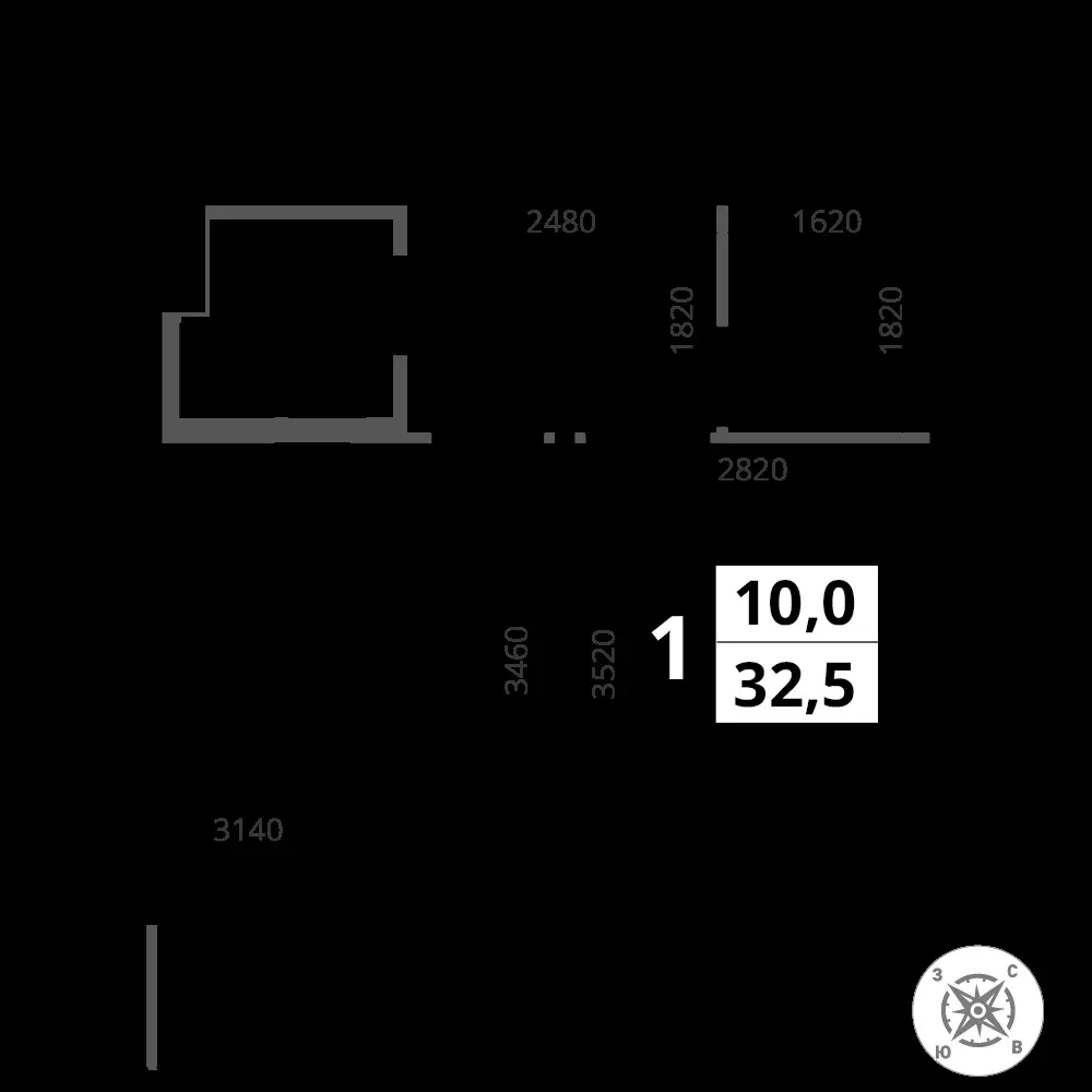 1-комнатная, 32,4 м² — 12 424 558 ₽