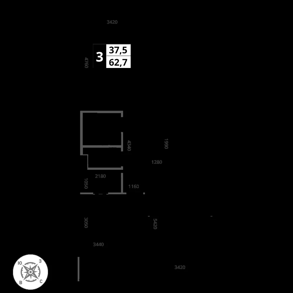 3-комнатная, 62,7 м² — 21 122 439 ₽