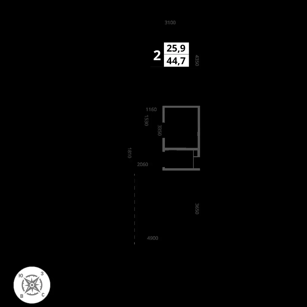 2-комнатная, 44,9 м² — 17 653 602 ₽