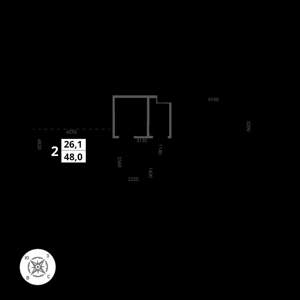 2-комнатная, 48 м² — 18 289 152 ₽